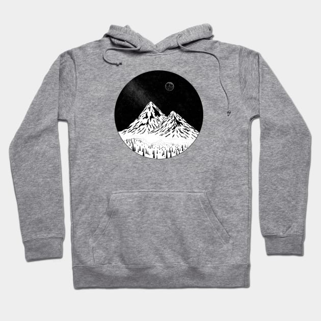 Mountains inside a circle Hoodie by jy ink